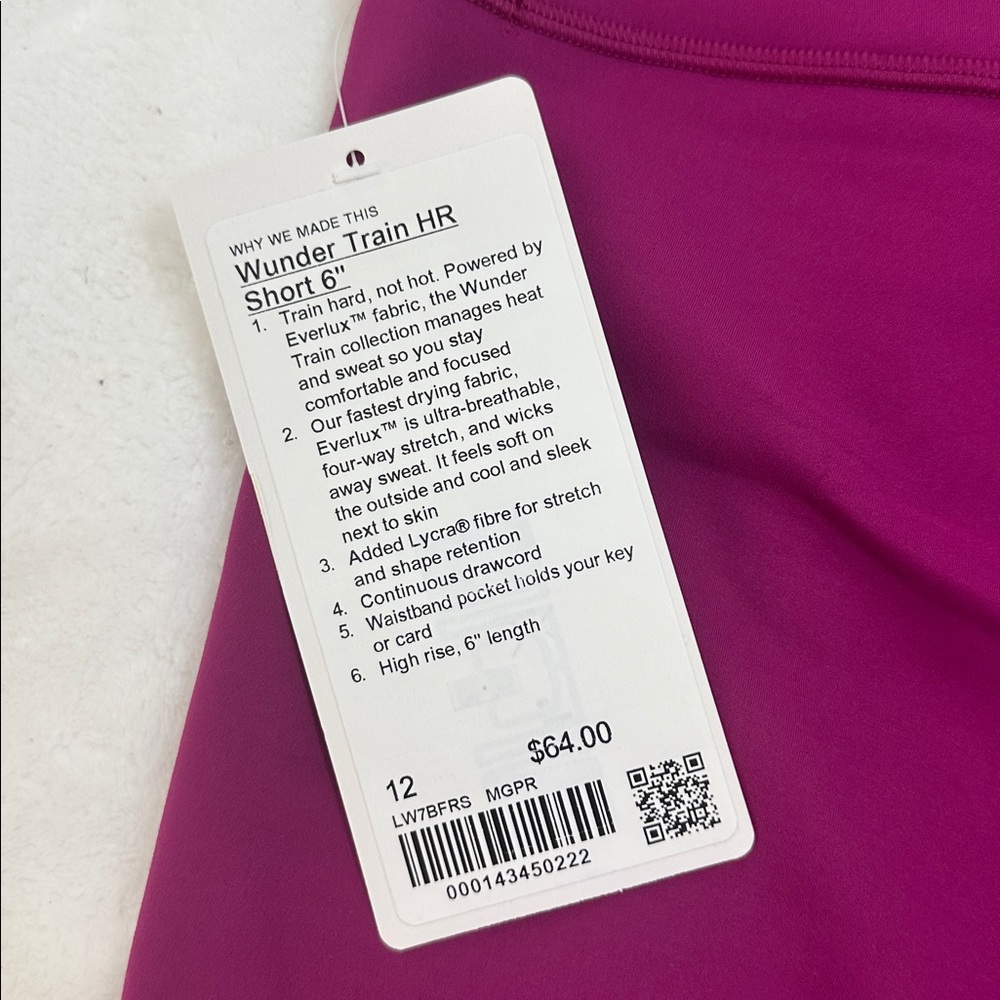 Lululemon Magenta Wunder Train 6” High-Waisted Shorts - Picture 3 of 3